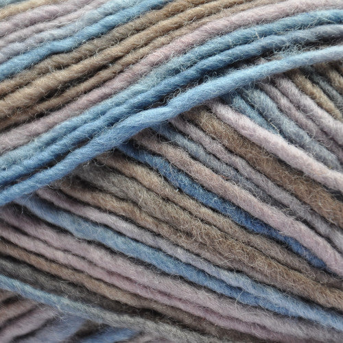 Brown Sheep Lanaloft Bulky in Twilight - a light blue, tan and faded pink colorway