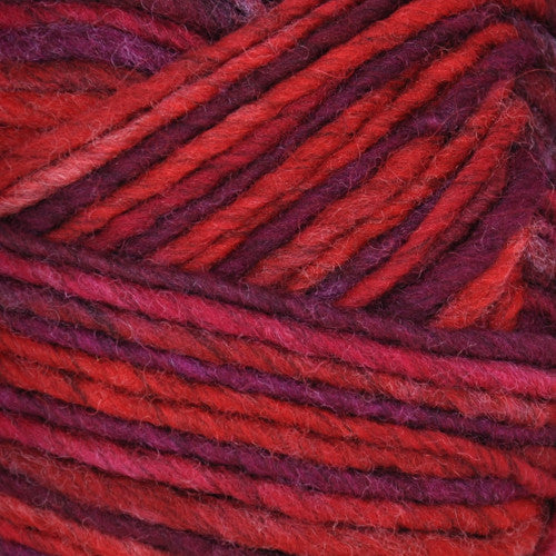 Brown Sheep Lanaloft Bulky in Wine Fire - a variegated bright red and maroon colorway