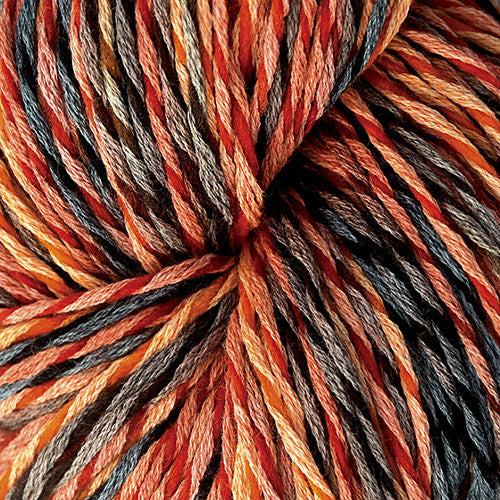 Brown Sheep Synchrony DK in Harvest Festival - a variegated colorway in red, orange and grey