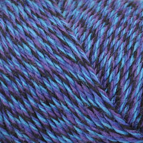 Brown Sheep Wildfoote Sock in Elderberry - a variegated light blue, blue, purple and black colorway