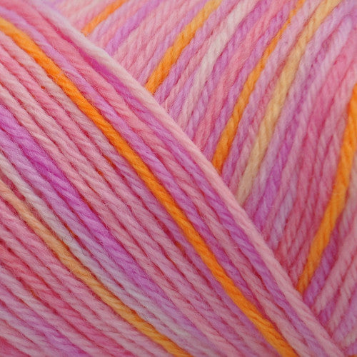 Brown Sheep Wildfoote Sock in Sonatina - a variegated colorway in orange and shades of pink