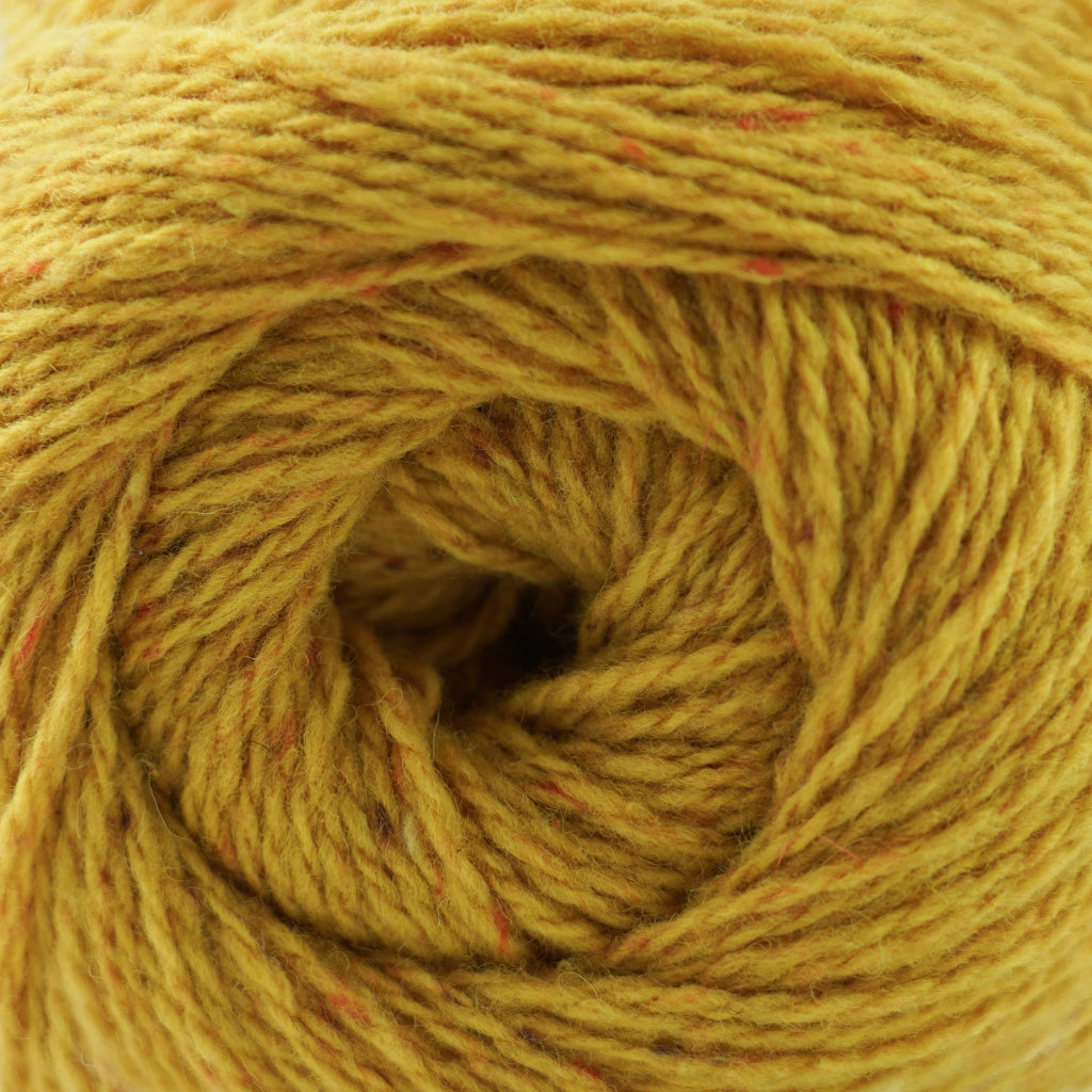 Cascade Aegean Tweed in Gold - a yellow tweed colorway with orange speckles