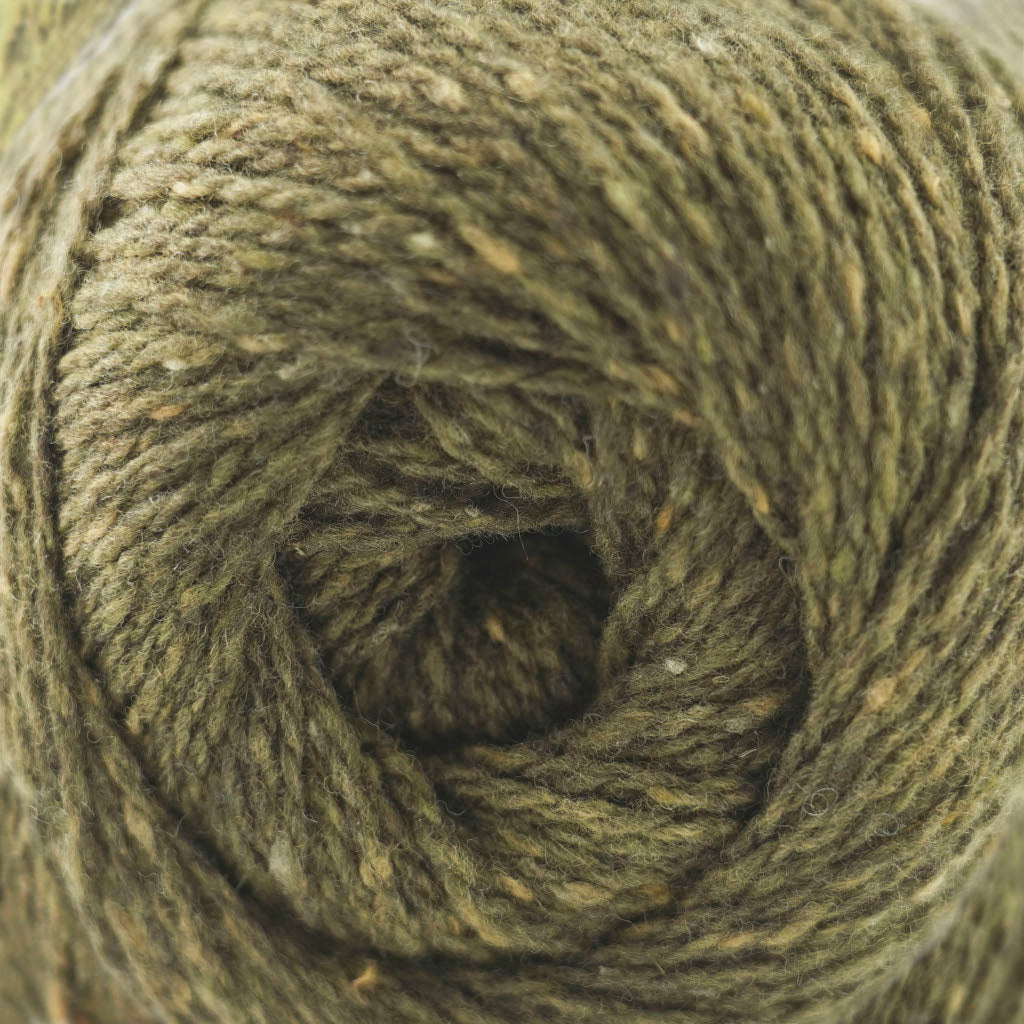 Cascade Aegean Tweed in Olive - an olive green colorway with soft yellow speckles