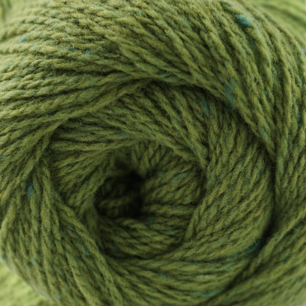 Cascade Aegean Tweed in Pesto - a yellow-green tweed colorway with blue-green speckles