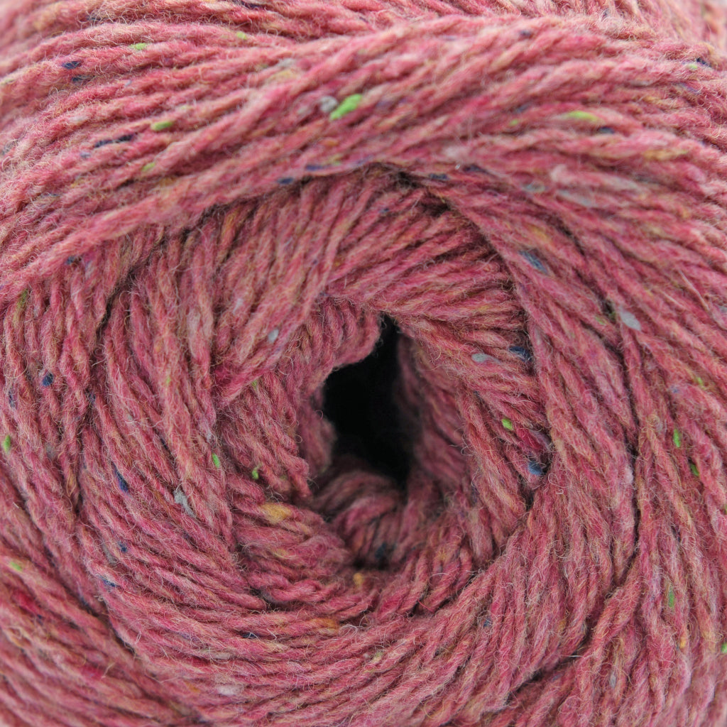 Cascade Aegean Tweed in Salmon Rose - a salmon pink tweed colorway with yellow, blue lime speckles