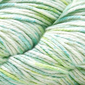 Cascade Nifty Cotton Splash in Flow - a variegated white, aqua, and light yellow-green colorway