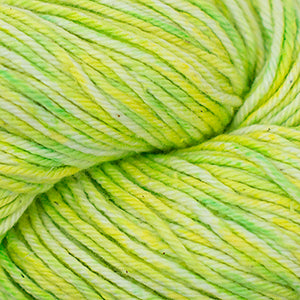 Cascade Nifty Cotton Splash-Lemon Lime - a variegated white, bright yellow, and bright yellow-green