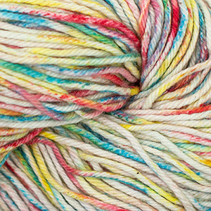 Cascade Nifty Cotton Splash in Primary - a variegated white, yellow, red, green and blue colorway