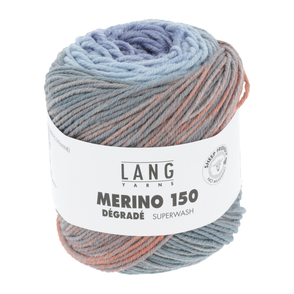 Lang Merino 150 Dégradé 0001 - a variegated light blue, pink and orange colorway
