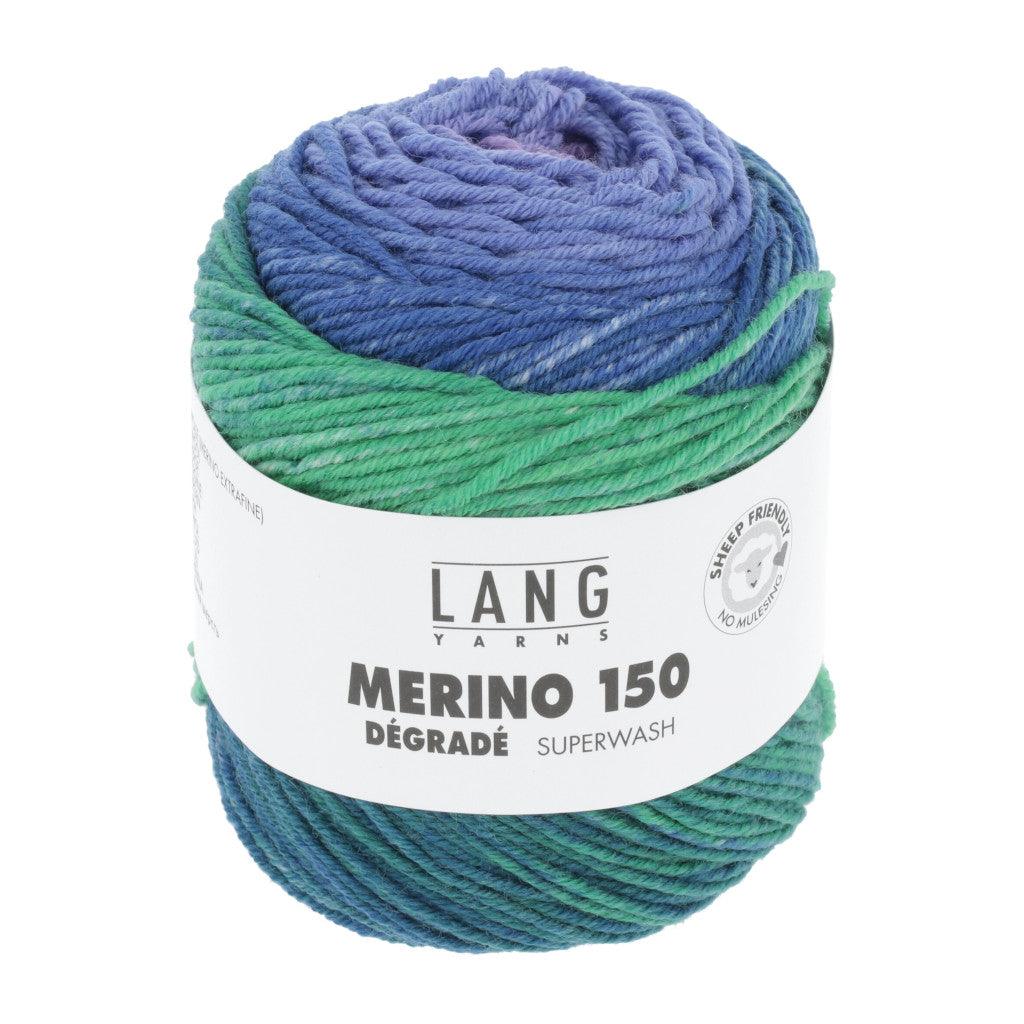 Lang Merino 150 Dégradé 0004 - a variegated sea green, red and blue colorway