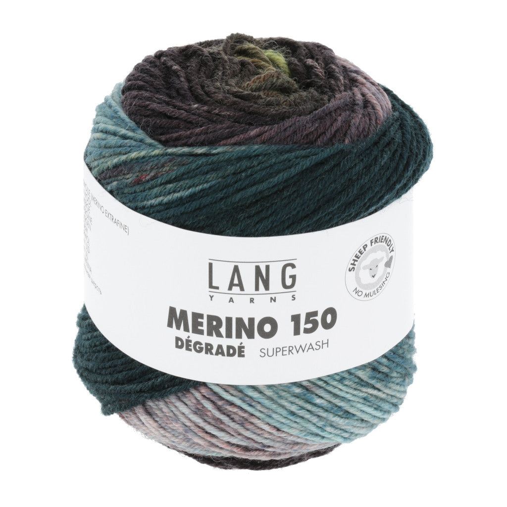 Lang Merino 150 Dégradé 0005 - a variegated green, white and brown colorway