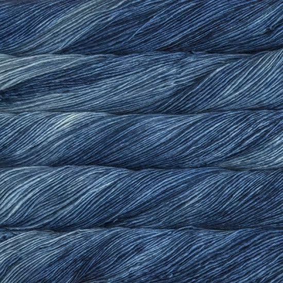 Malabrigo Mechita Impressionist Sky Yarn - a navy blue and light navy blue colorway