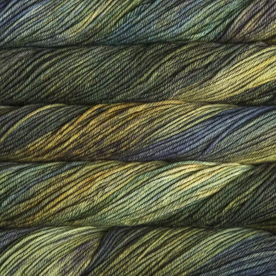 Malabrigo Rios in Hojas - a variegated yellow, green, and navy colorway