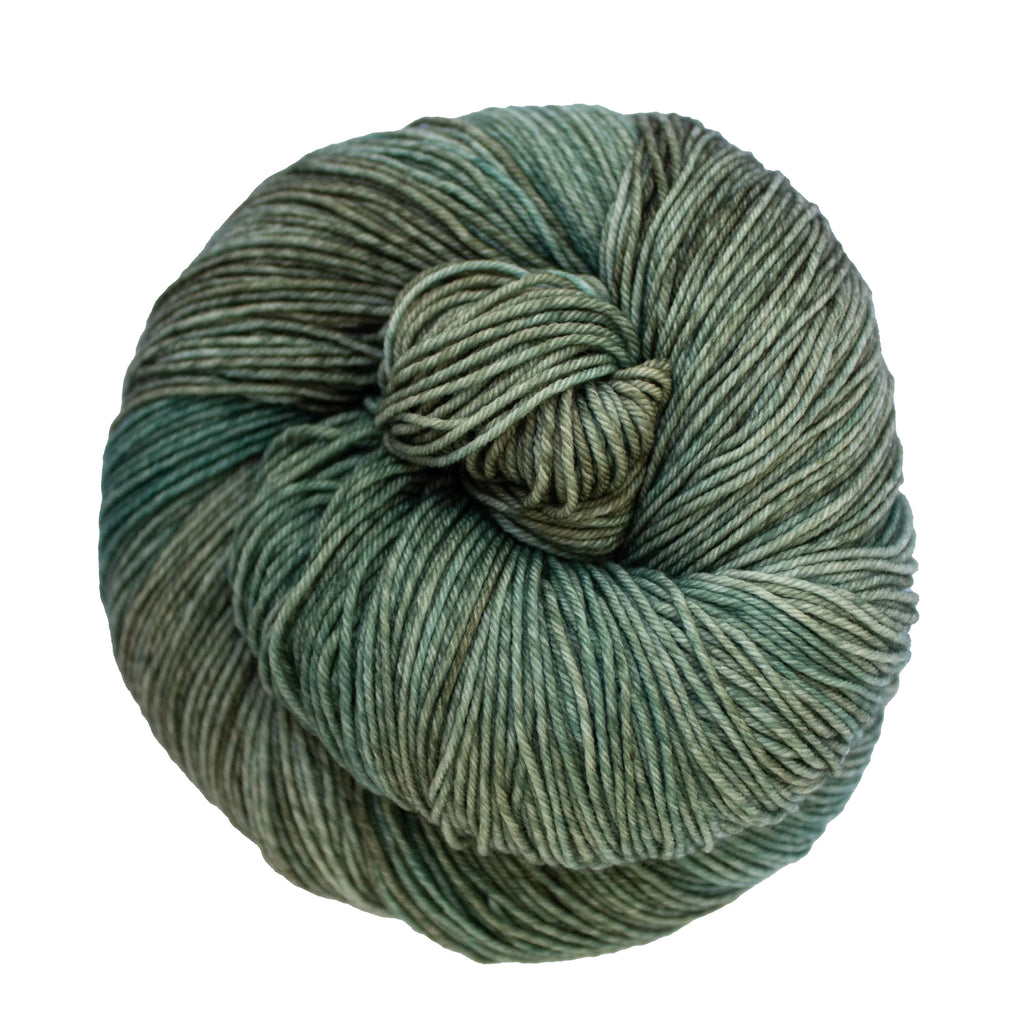 Color: Pascal 363. A light green and tan variegated skein of Malabrigo Ultimate Sock yarn