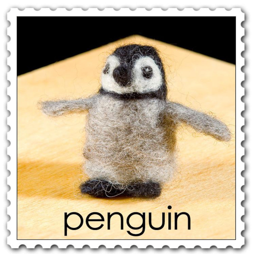 Woolpets penguin felting kit - a baby penguin in greys and white