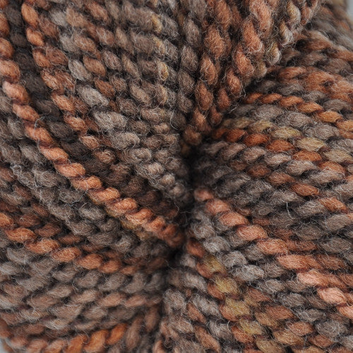 Brown Sheep Lana Boucle' in Tooled Leather - a variegated colorway in shades of brown