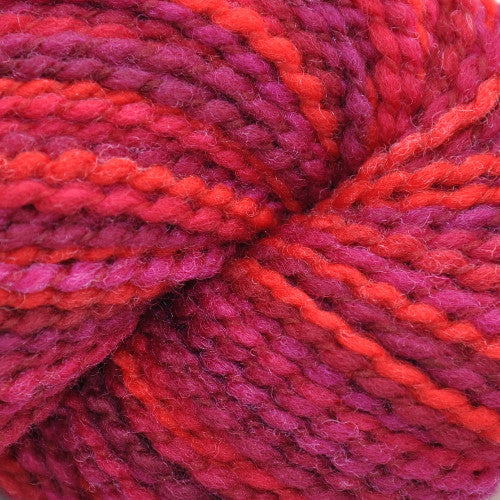 Brown Sheep Lana Boucle' in Very Berry - a variegated berry and bright red colorway
