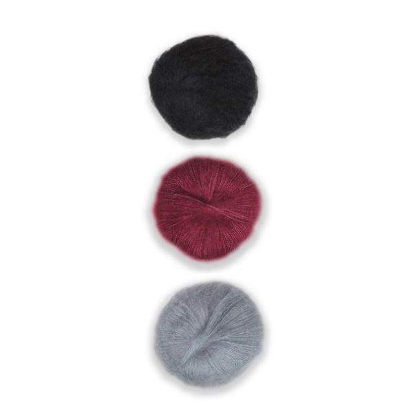 Plymouth Adriafil KidSeta Gradient Cowl Kit-Kits-Black/Amaranth/Pearl Grey-