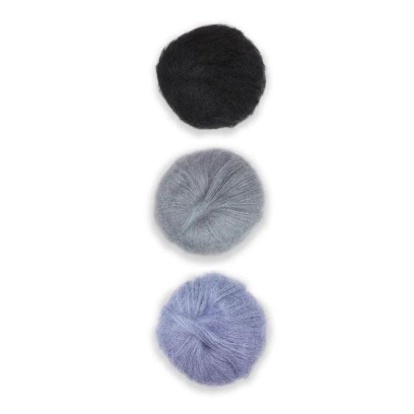 Plymouth Adriafil KidSeta Gradient Cowl Kit-Kits-Black/Pearl Grey/Blue-
