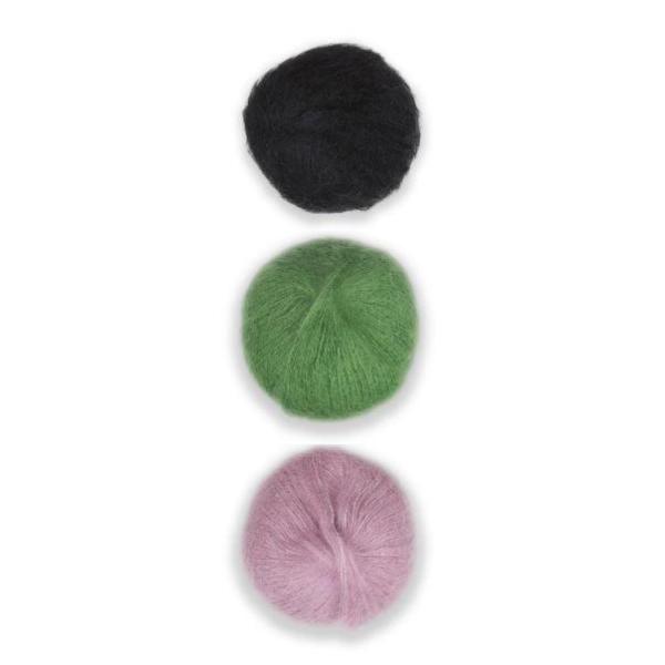 Plymouth Adriafil KidSeta Gradient Cowl Kit-Kits-Black/Pistachio/Old Rose-