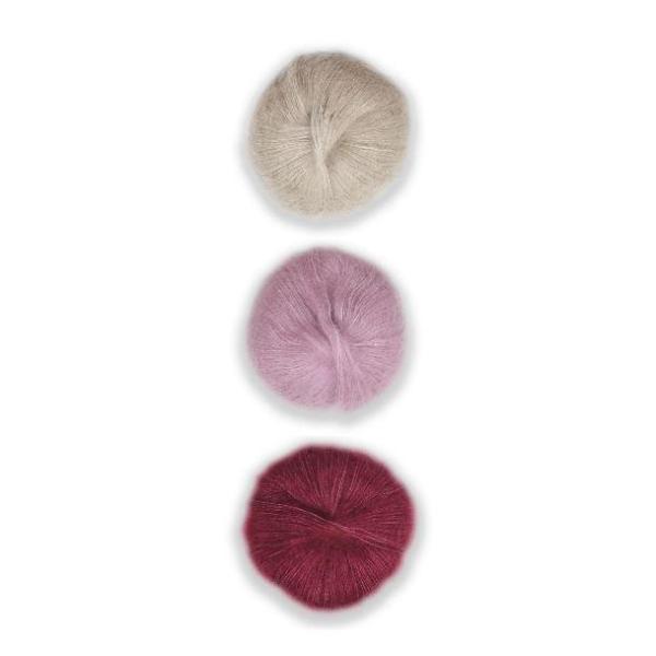 Plymouth Adriafil KidSeta Gradient Cowl Kit-Kits-Ecru/Old Rose/Amaranth-