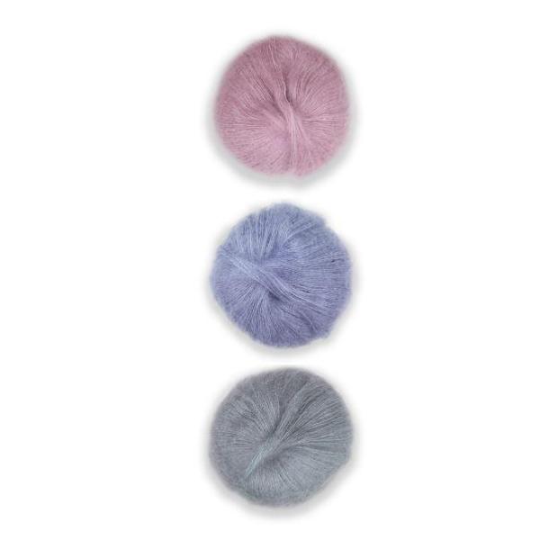 Plymouth Adriafil KidSeta Gradient Cowl Kit-Kits-Old Rose/Blue/Pearl Grey-