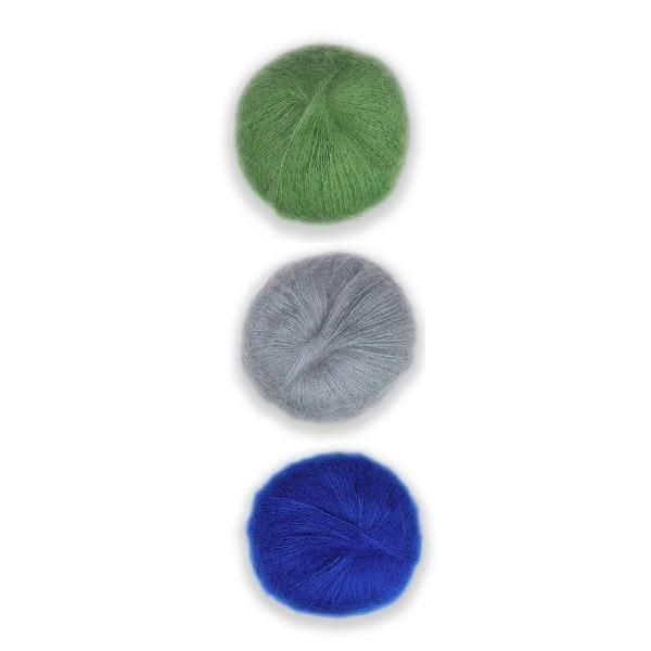 Plymouth Adriafil KidSeta Gradient Cowl Kit-Kits-Pistachio/Pearl Grey/Cobalt Blue-