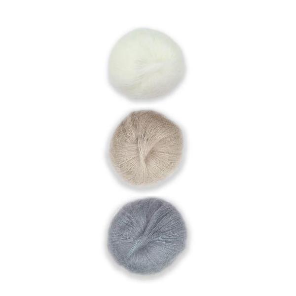 Plymouth Adriafil KidSeta Gradient Cowl Kit-Kits-White/Ecru/Pearl Grey-