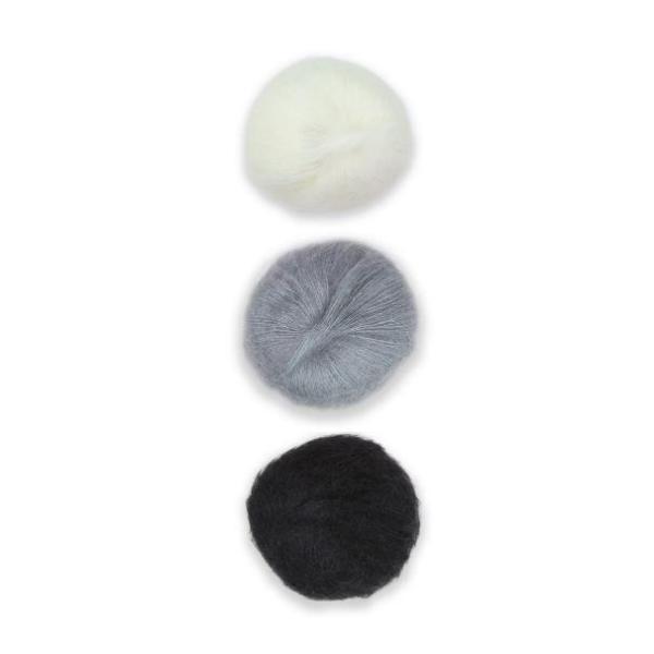 Plymouth Adriafil KidSeta Gradient Cowl Kit-Kits-White/Pearl Grey/Black-