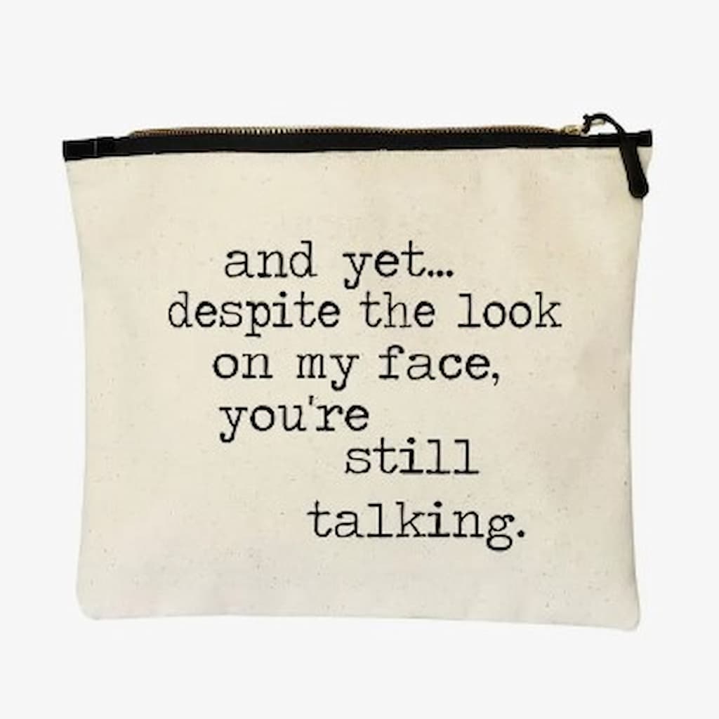 Pretty Clever Words Canvas Zippered Bag - Paradise Fibers