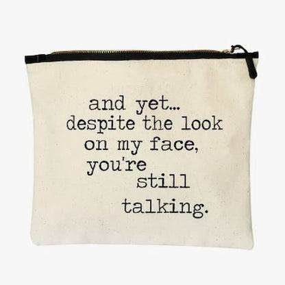 Pretty Clever Words Canvas Zippered Bag - Paradise Fibers