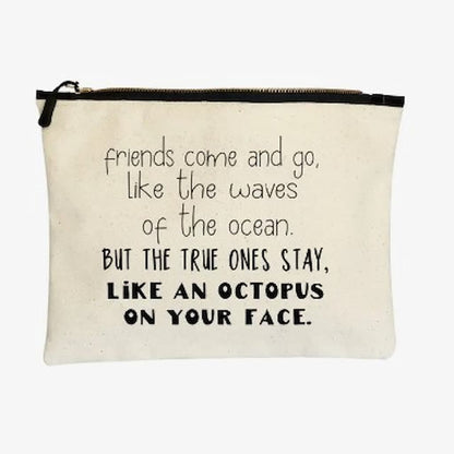 Pretty Clever Words Canvas Zippered Bag - Paradise Fibers