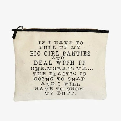 Pretty Clever Words Canvas Zippered Bag - Paradise Fibers