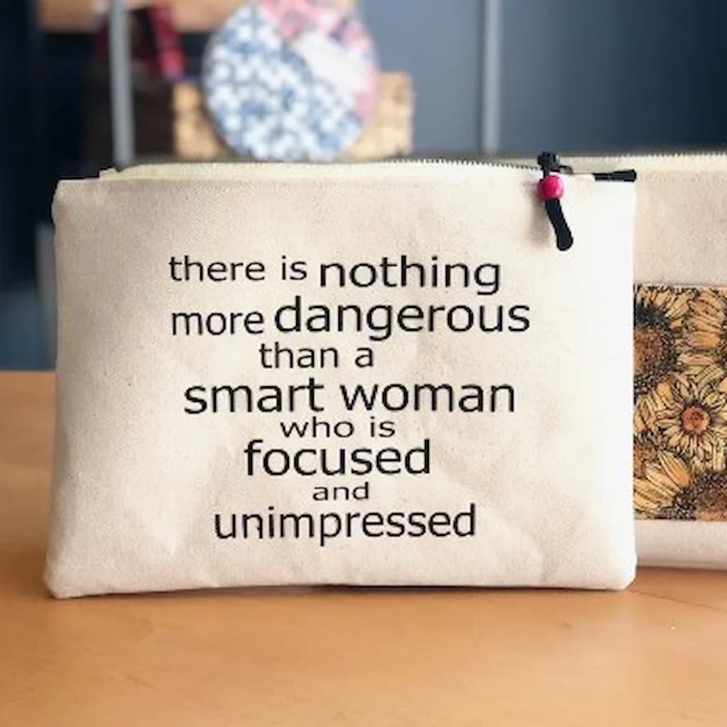 Pretty Clever Words Canvas Zippered Bag - Paradise Fibers