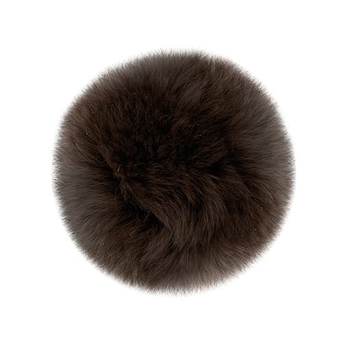 Rabbit Fur Pom Poms 2.5" - Brown - Paradise Fibers