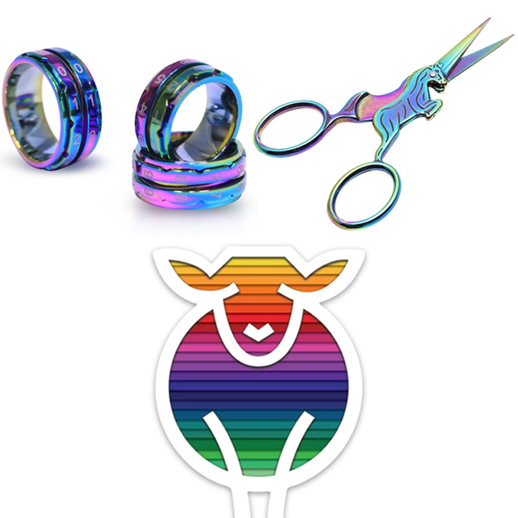 Rainbow Notions Set-Accessory Tool Set-Ring Size 7 - 17.30mm-Unicorn Scissors-
