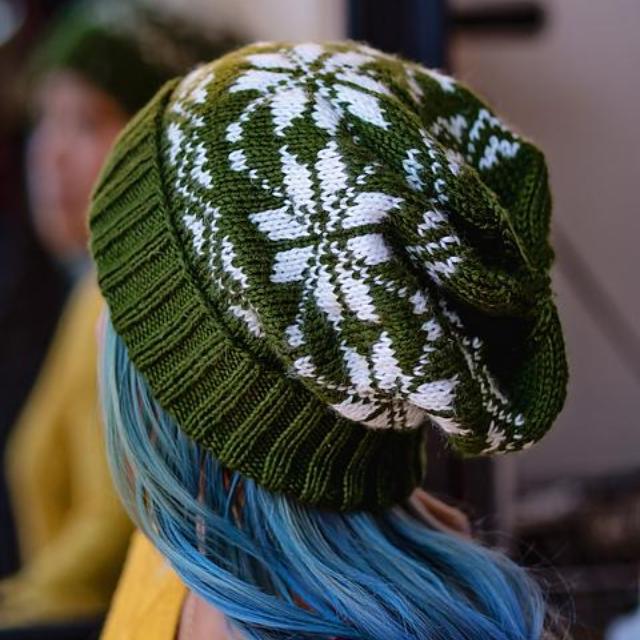 Snowflakes Slouchy Beanie Pattern by Julie Paz - Paradise Fibers