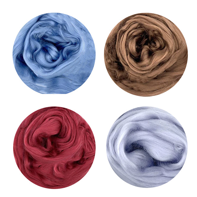 4 Shades of Dyed Bamboo Top Spinning Fiber