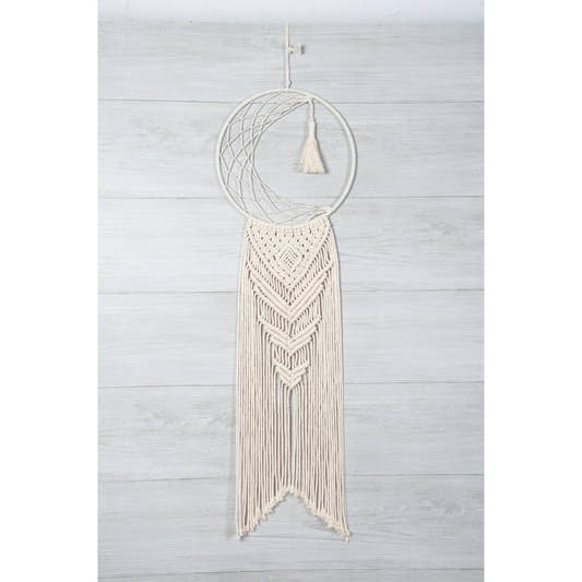 Solid Oak Macramé Hanging Kits, Moon Dreamcatcher