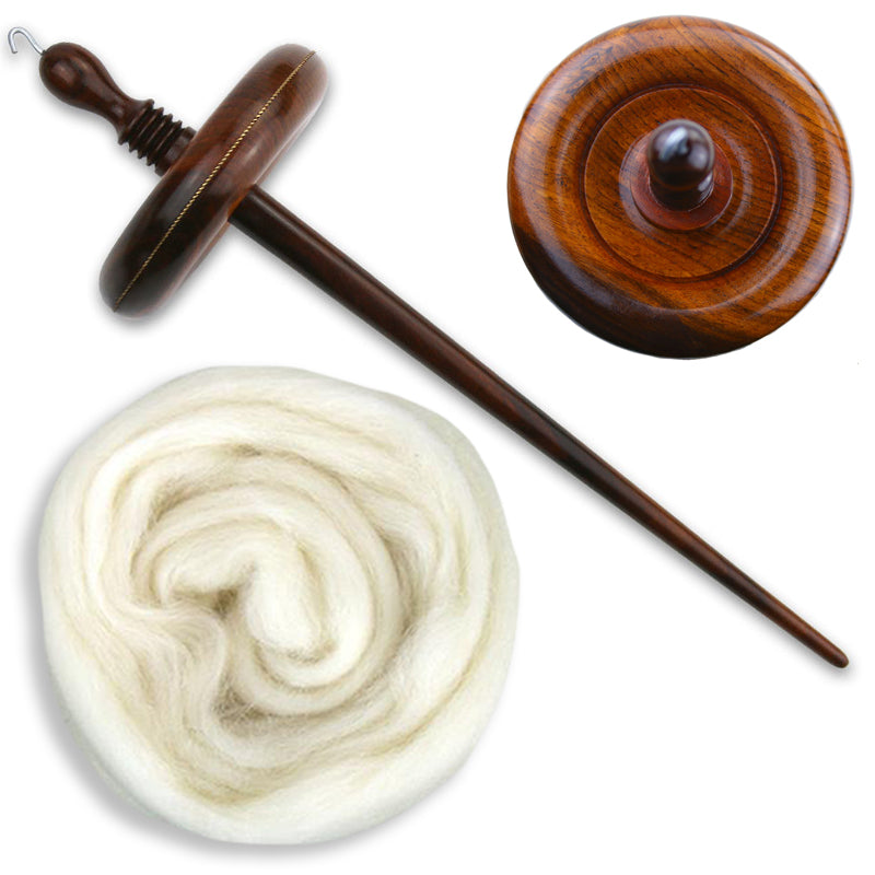 Spinning with Shetland Kit-Kits-4oz-Solid Rosewood Round Drop Spindle-No Soak