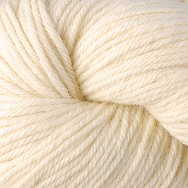 Berroco Vintage Worsted weight yarn in the color Buttercream 5102, a very pale yellowish off-white.