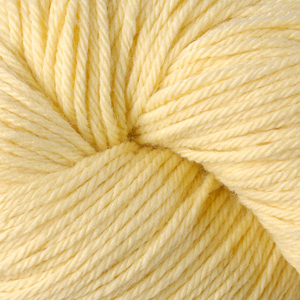 Berroco Vintage Worsted weight yarn in the color Banane 5122, a light banana yellow.
