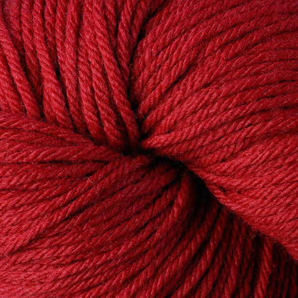 Berroco Vintage Worsted weight yarn in the color Berries 5150, a bright holly berry red.
