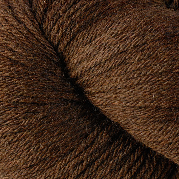 Berroco Vintage Worsted weight yarn in the color Chocolate 5179, a warm brown.