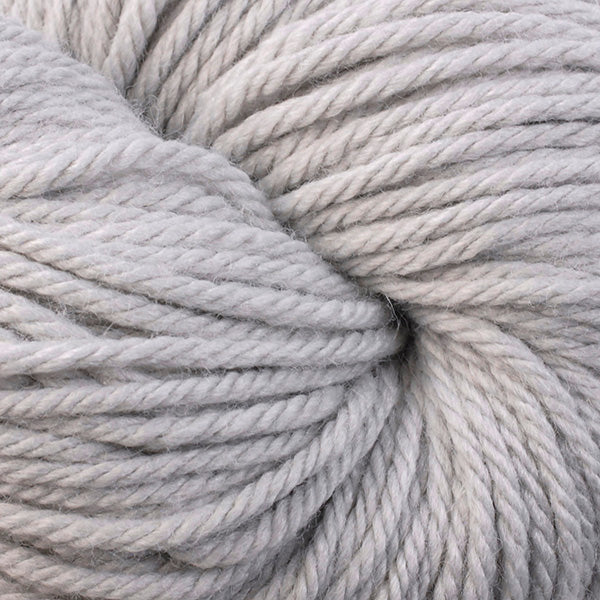 Berroco Vintage Chunky weight yarn in the color Dove 6116, a very light grey.