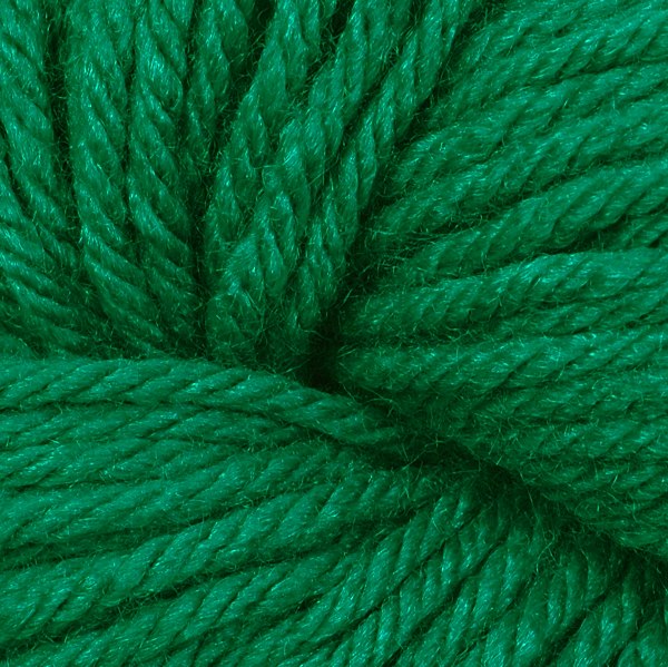 Berroco Vintage Worsted weight yarn in the color Holly 5135, a bright green.
